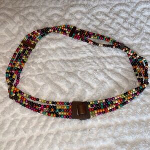 Colorful plus size multi-strand wooden round bead belt bohemian hippie aesthetic